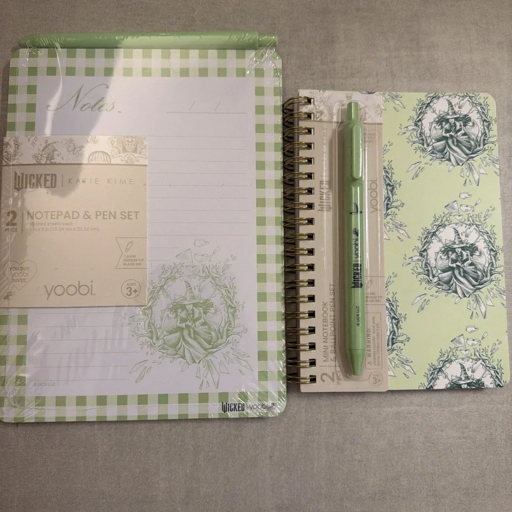 Wicked Limited Édition Yoobi Notepad Pen and Notepad w/ pen: Green Elphaba